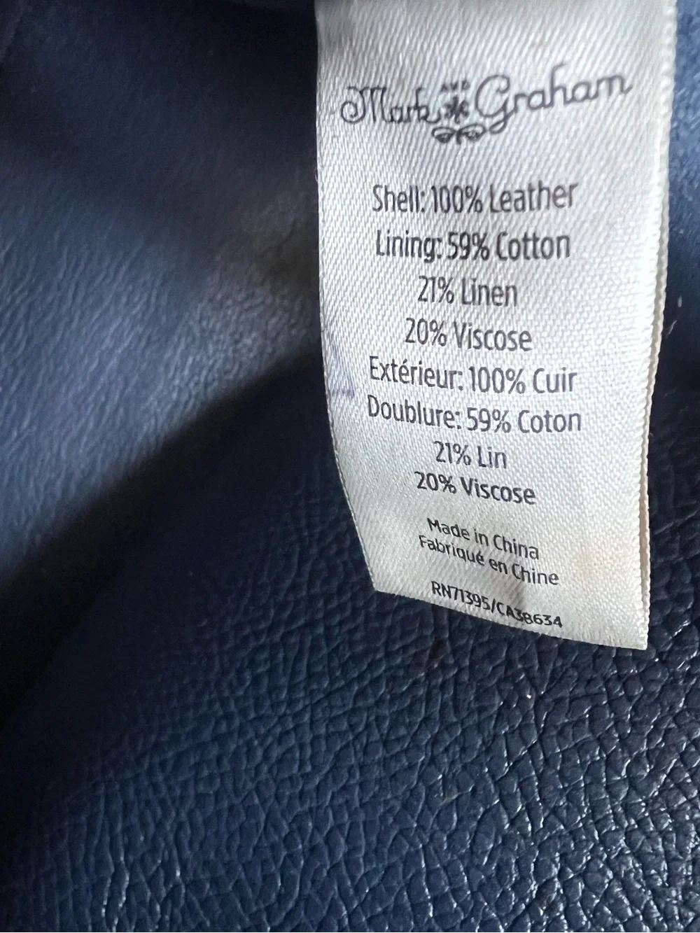Mark & Graham Everyday Italian Leather Tote - Navy - Medium - Picture 8 of 9
